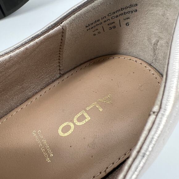 Aldo Severradia Flats Womens 8.5 Silver Metallic Leather Platform Oxford Lace Up - Picture 9 of 11